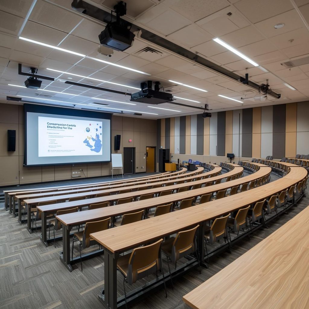 progettiamo e realizziamo aule magne e spazi per eventi pensati per la comunicazione, la formazione e la condivisione all’interno degli istituti scolastici. gli ambienti vengono progettati per garan